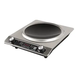 5000W Household Concave Induction Cooker High Power Strong Fire Multifunctional Knob Control Wok Cooking Stainless Steel Panel