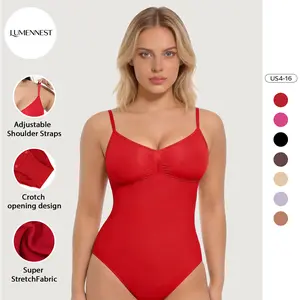LUMENNEST  Women's Versatile Solid Color Adjustable Thin Strap Seamless Stretch Bodysuit, Minimalist Breathable Soft Shapewear, Sport & Outdoor Clothing