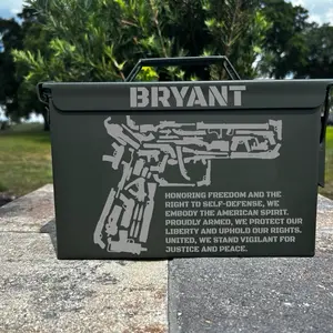 Custom Engraved Ammo Can 50 Cal – Personalized Gift for Him, Veterans, Hunters, or Collectors