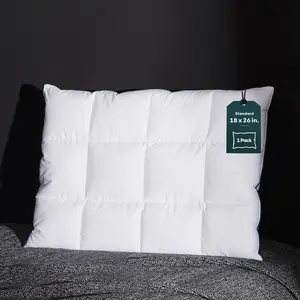 Thin Flat Goose Down Feather Pillows for Sleeping Standard Size, 2.5", 100% Cotton Cover, Slim Bed Pillow for Stomach, Back Sleeper, 18x26 in.