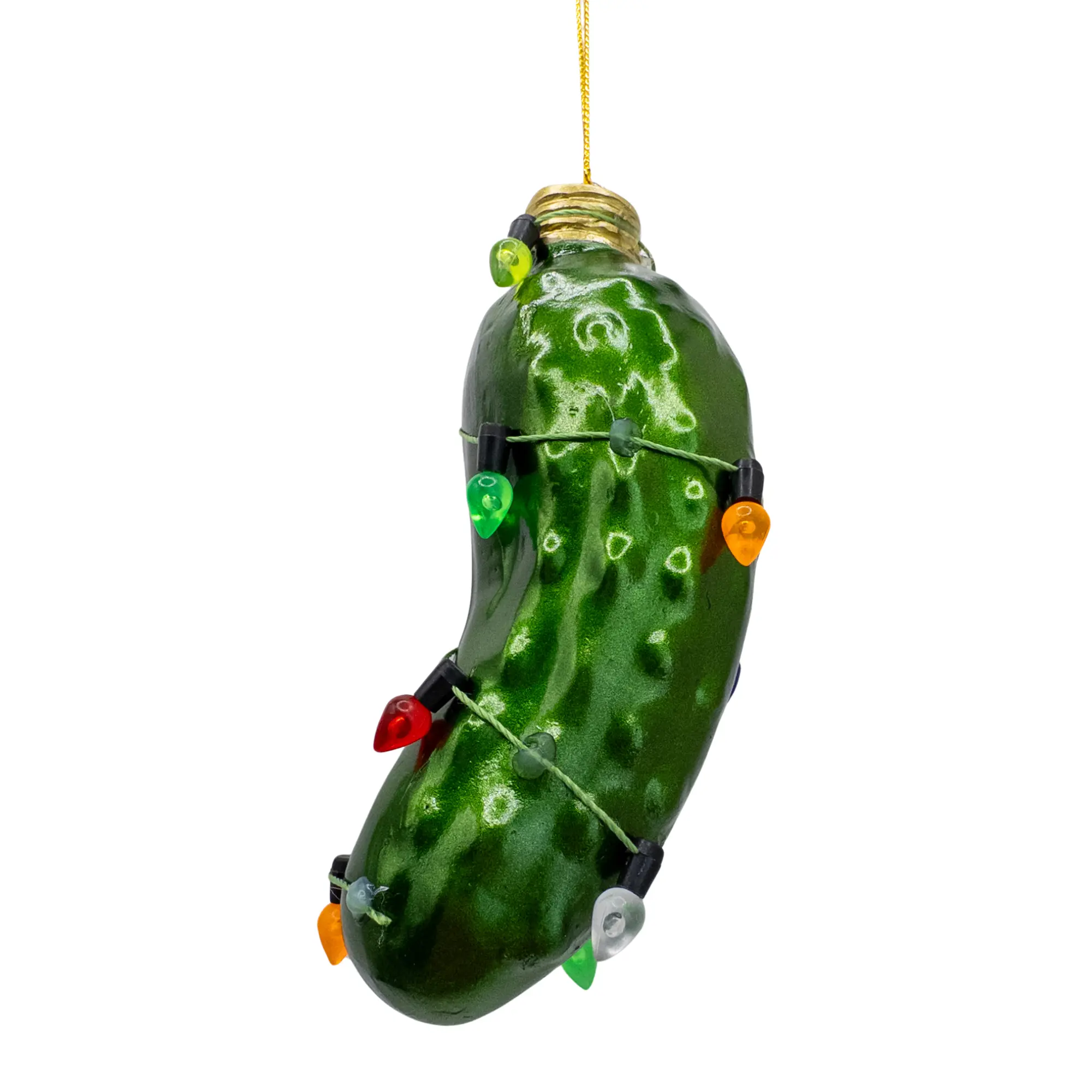 Christmas Tree Pickle Ornament Wrapped in Lights Holiday Traditions