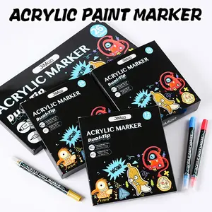 Double-Ended Acrylic Marker Pens, 12-60 Colors, Student Art Supplies, DIY Graffiti, Quick-Dry, Non-Transparent, Layerable, Halloween Decor