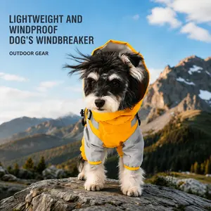 Outdoor Waterproof Dog Jacket for Small Dogs, Teddy, Miniature Schnauzer Raincoat with Hood, Four-Leg Windproof All-Season Pet Coat