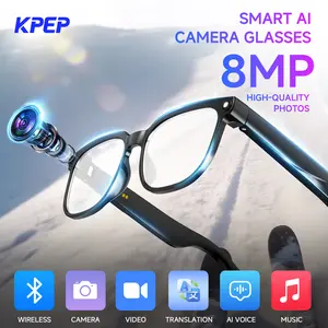 KPEP Smart AI Camera Glasses with 8MP Photochromic Lenses, Button Touch Adjustment for Travel Outdoor Adventures Hands-Free Photography 160+Languages Real-Time Translation Bluetooth Wireless Wearable Video Recording, Summervibes, Mother's Day Gifts