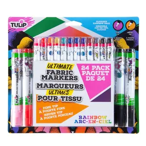 Tulip Fine Tip & Brush Tip Fabric Markers Ultimate Rainbow 24 Pack