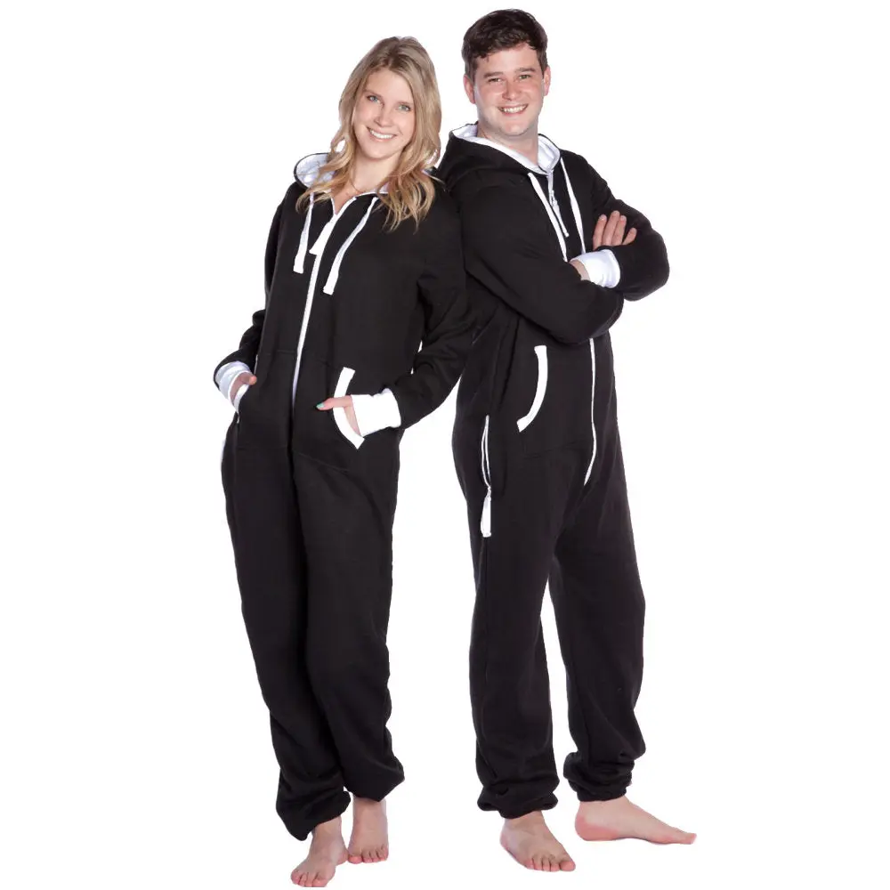 Black Hooded Jumpsuit Onesie for Men & Women