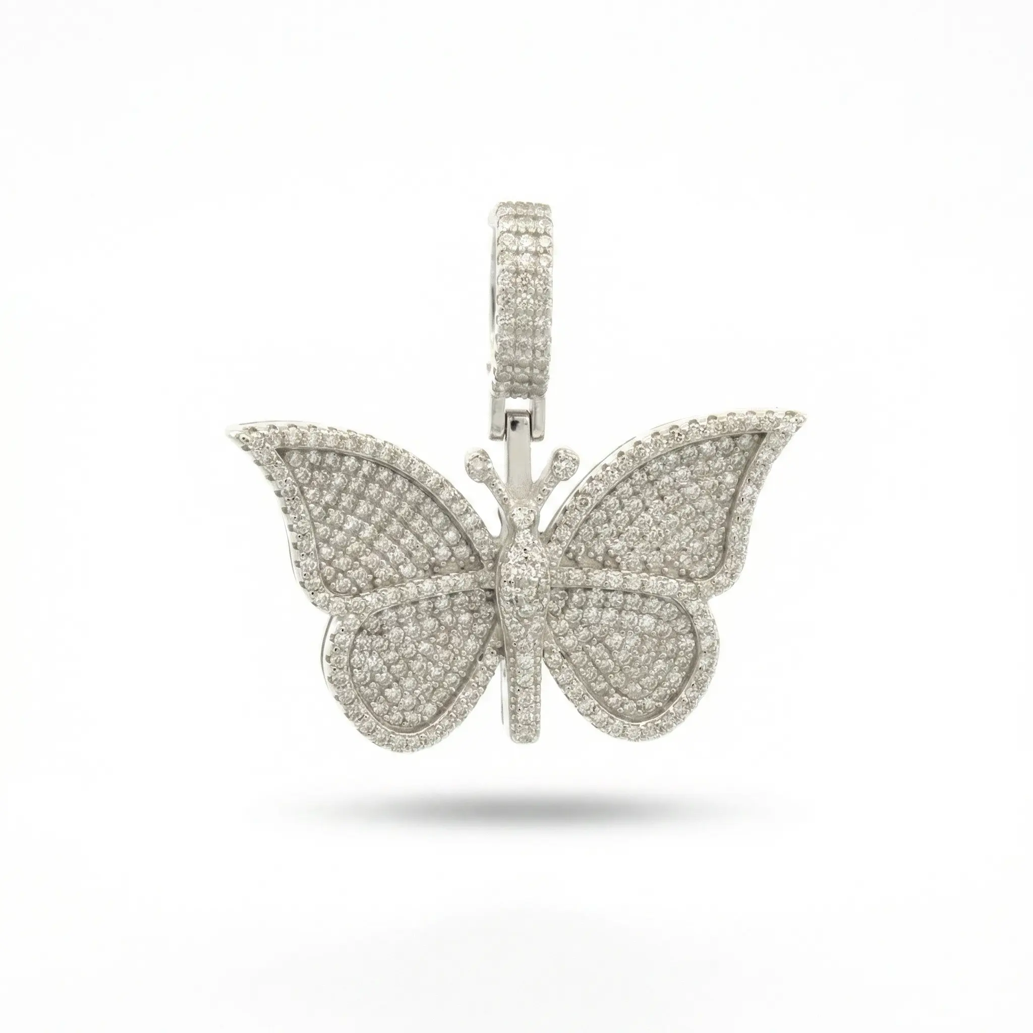 Iced-Out Moissanite Butterfly Pendant