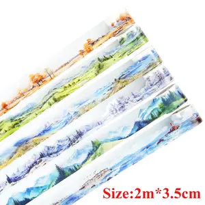 6 Rolls Landscape Scrapbooking Tape Set,PET Self-Adhesive Decorative Tapes,Masking Tape for DIY Bullet Journals,Crafts,Gift Wrapping,Christmas Party Gifts,DIY Hand Tools Kits