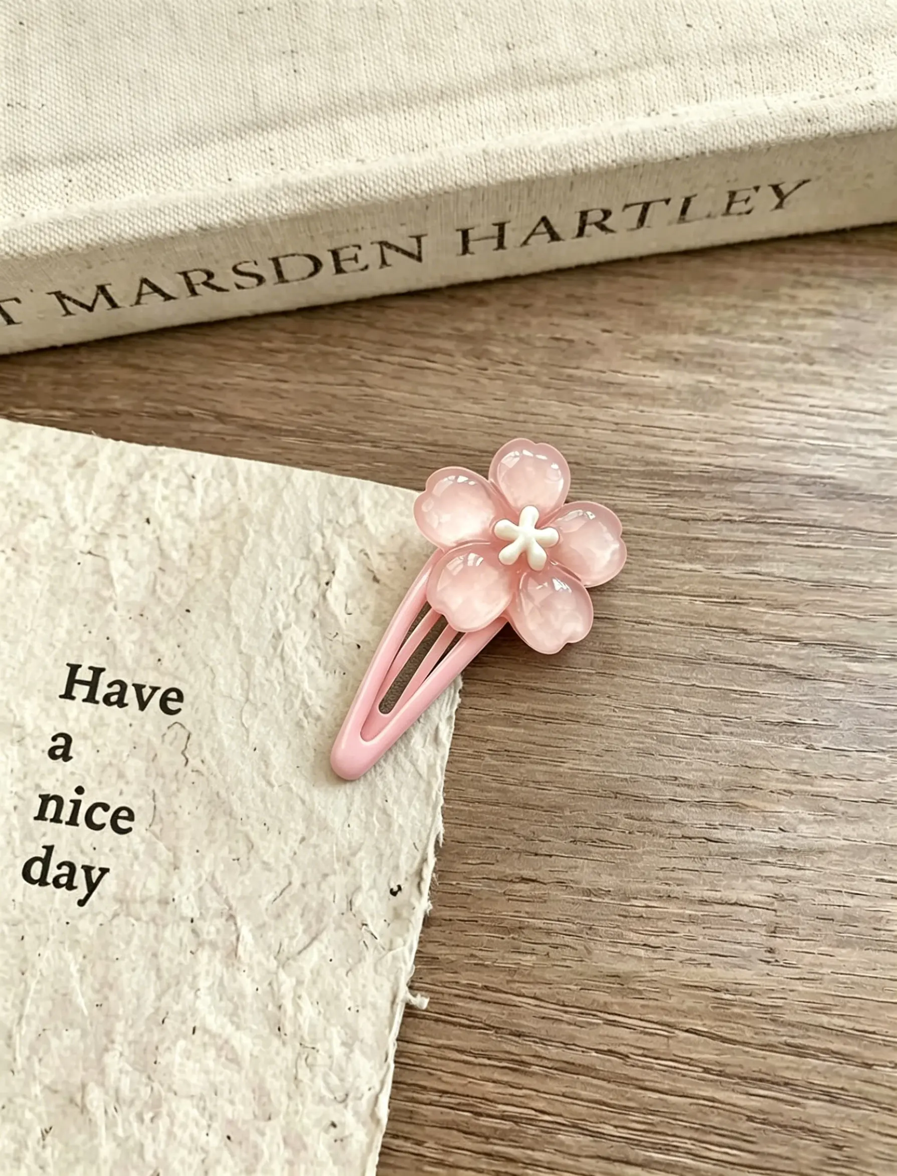 [1 gift]Pink cherry blossom shaped hair clip cute headband