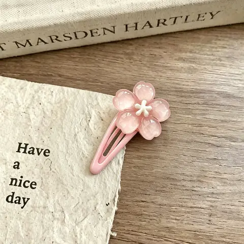 [1 gift]Pink cherry blossom shaped hair clip cute headband