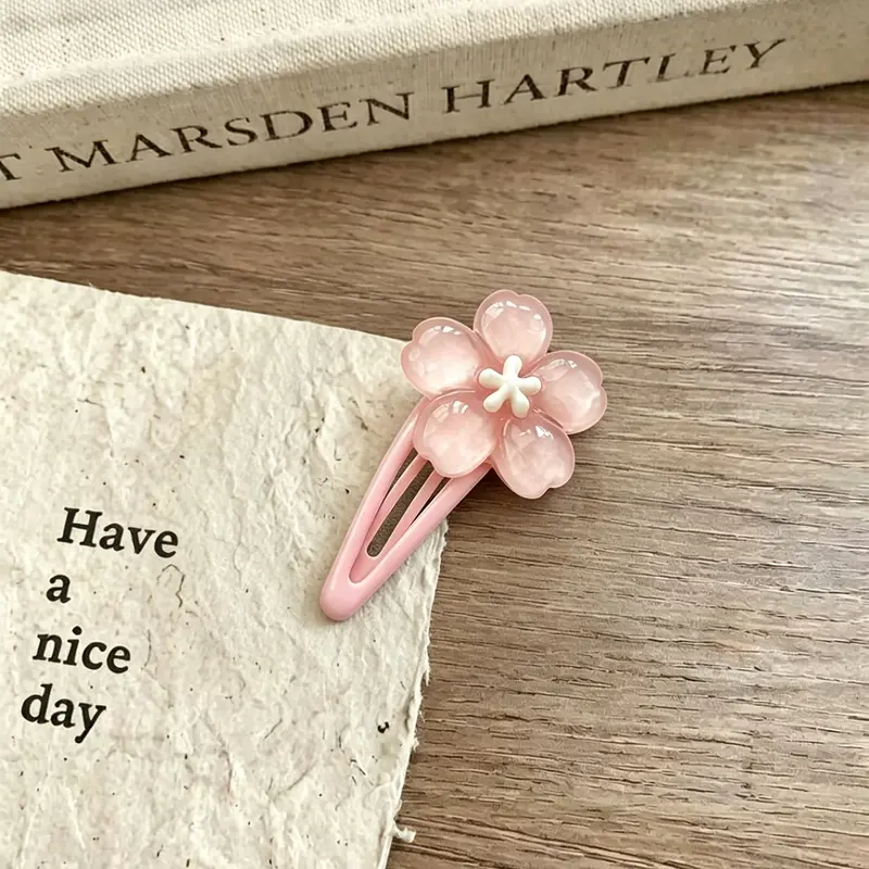 [1 gift]Pink cherry blossom shaped hair clip cute headband