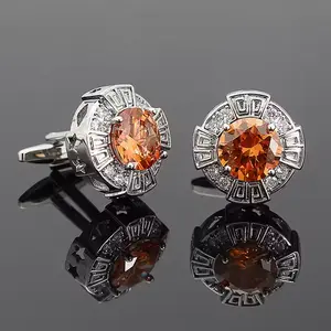 Luxury French Style Zircon Cufflinks – Men’s Crystal Copper Cuff Links