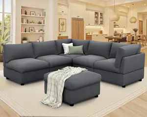 [SummerVibes]VanAcc 130 Inch Sectional Sofa, 6 Seater Modular Sectional Couch with Deep Seat, Oversized Modular Sofa Couch for Living Room