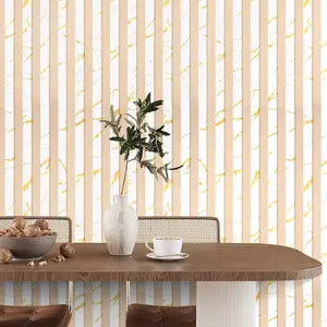Self-Adhesive Wallpaper Roll, Striped Pattern, Modern Luxury Waterproof Wall Covering, Easy Peel & Stick Decor for Living Room Bedroom Dining Room, Peel And Stick Wallpaper Designs