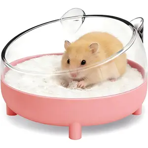 Pink Hamster Bathtub Sand Bath Container Toilet for Dwarf Hamsters Gerbils Mice and Small Animals