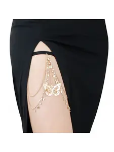 Elegant Pure Desire Style Butterfly Tassel Thigh Chain Women Adjustable Elastic Leg Ring Fashion Cross-border Body Accessories