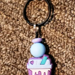 Boba Drink Fun Funny Silicone Bead Keychain