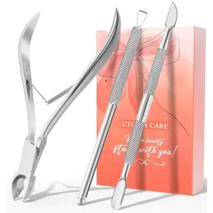 Cuticle Trimmer with Cuticle Pusher, Nail Cuticle Trimmer Set, Manicure Kit, Pedicure Kit, Sharp Cuticle Nippers Professional, Cuticle Pusher Tool, Cuticle Remover Tool Kit