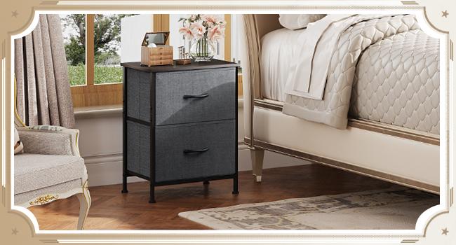 WLIVE Night Stand Set 2, Nightstand with 2 Fabric Drawers, Small Dresser for Bedroom, Bedside Table for Small Spaces, Dorm WLIVE Night Stand Set 2, Nightstand with 2 Fabric Drawers, Small Dresser for Bedroom, Bedside Table for Small Spaces, Dorm