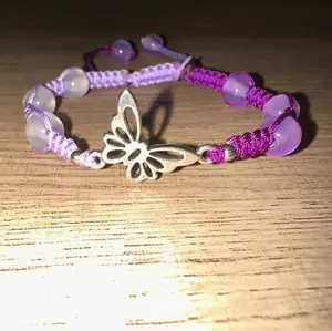 Butterfly charm macrame bracelet