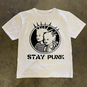 Stay Punk T-Shirt, Gifts Shirt, Unisex Vintage Graphic Tees Gothic Grunge Y2k Emo Scene Amity Affliction Style Clothes Men Women Streetwear