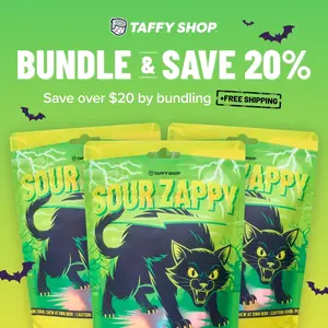 Taffy Shop, 3 Pack SOUR Zappy Cat Salt Water Taffy - Bundle & Save Soft & Chewy Candy