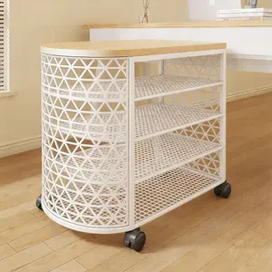 Mobile Under Desk File Storage Cart, 4-Tier Rolling Printer Stand with Wooden Top for Office & Home, Must-Have for Clutter-Free Workspace Organization