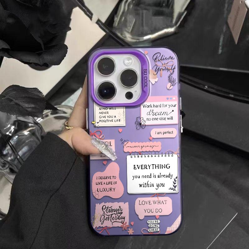 Pink Style Growth Quotes Phone Case Durable Hard Acrylic Back Case With An Anti-Yellowing Coating, Made From High-Quality Designed For Reliable Drop Protection For Your Phone For iPhone 17.16.15.14.13.12.11.X.XS.XSMAX.XR.8.7