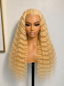 613 Blonde Deep Wave Human Hair Lace Front Wig 13x6 HD Lace 200% Density Pre-Plucked 26 Inch