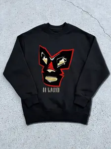 Mexican Wrestling Mask Sweatshirt, Trendy Pro Wrestler Top, Unisex Casual Streetwear, Long Sleeve Loose Fit, All Seasons