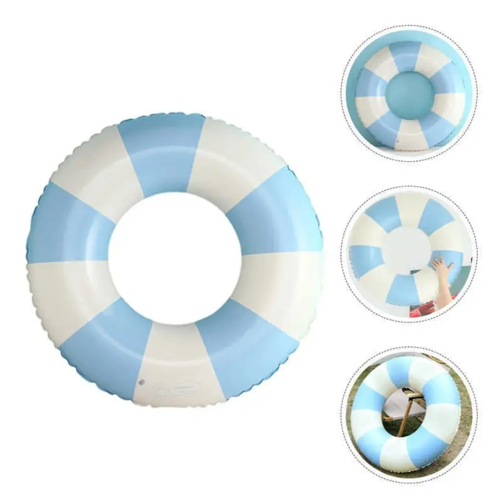 1pc Retro blue and white striped inflatable swimming ring, summer beach swimming float, portable water party float pool, lake sea vacation outdoor water play accessories