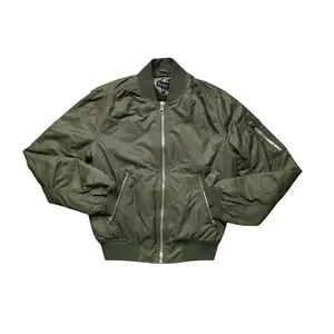 Topshop Bomber Jacket Women’s Size 4 Green Full Zip Ribbed Lined