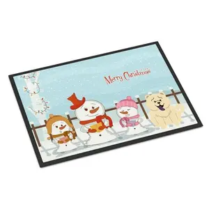 212 MAIN White Chow Chow Christmas Carolers Indoor-Outdoor Rug - Christmas Scene, Festive Theme, Rubber-Backed, Fade-Resistant, 24x36x0.25 in