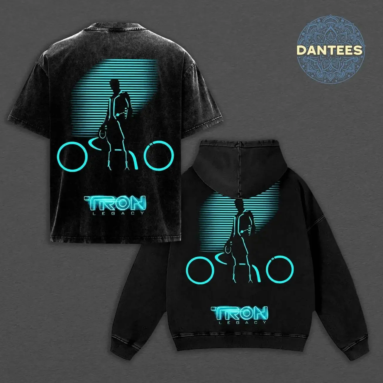 Tron Legacy Cyberpunk Neon Graphic Sweatshirt Hoodie T-Shirt | Acid Wash Vintage Oversized Streetwear | Retro 80s Sci-Fi Movie Merch | Glow in the Dark Aesthetic Pullover Top for Men Women J1R