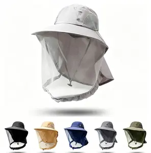 Sun Protection Hat / Fishing & Hiking Cap — With Mosquito-Repellent Mesh Face Shield — Unisex UV-Resistant Bucket Hat / Sun Hat / Insect-Proof Cap