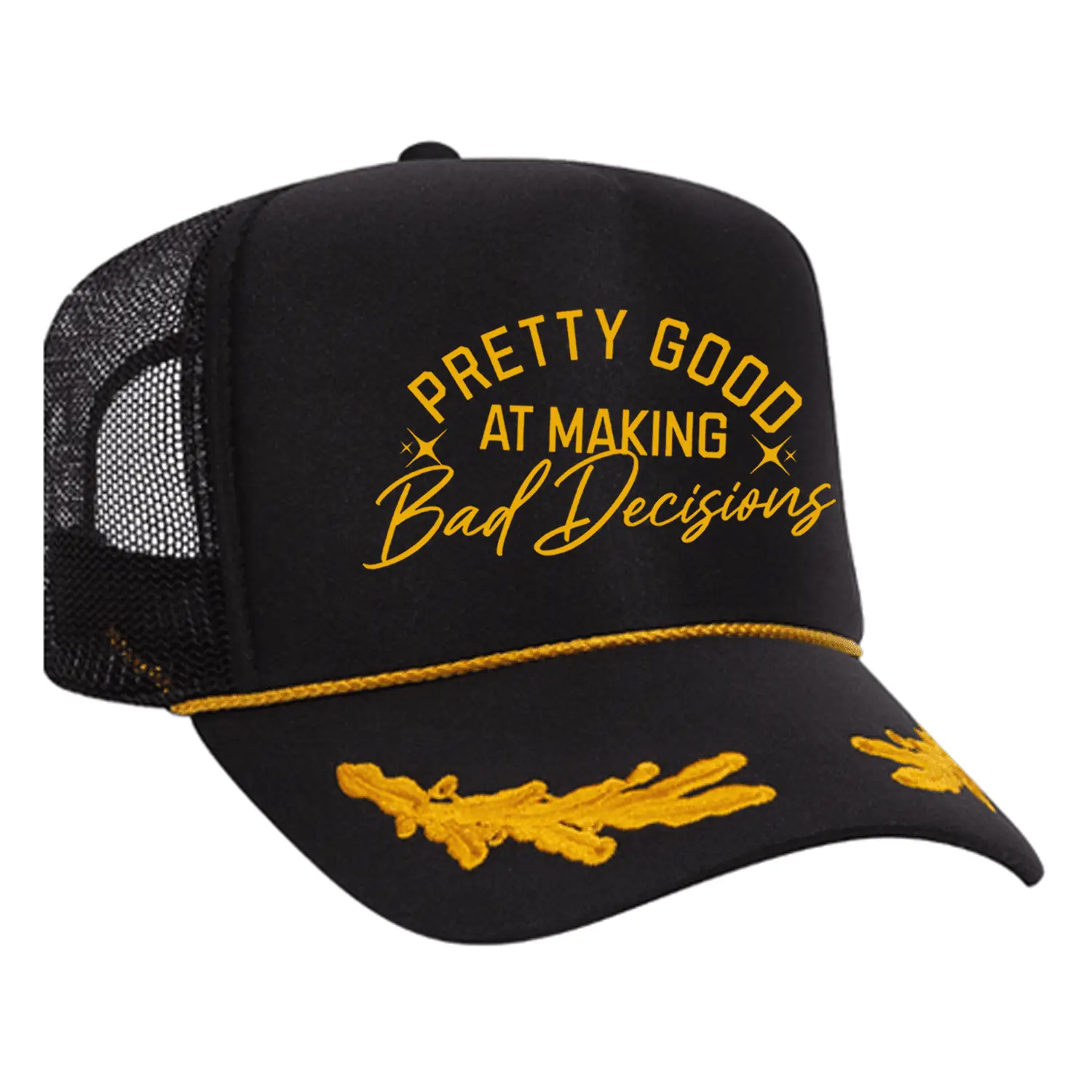 "Pretty Good At Making Bad Decisions" Adjustable Foam Trucker Hat, Funny Trendy Headwear, Trucker Caps for Daily Wear