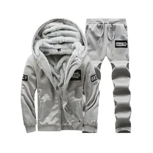 Men??s Velvet-Lined Hooded Tracksuit Set ?C Cozy Winter Athleisure Loungewear, Zip-Up Hoodie & Joggers, Streetwear men gifts graphic tees Fabric Polyester