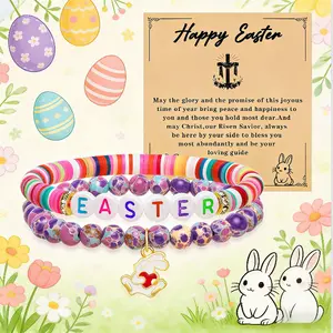 Easter Bracelet for Girls, Cute Rabbit Charm Bracelet, Bunny Pendant Jewelry for Kids Teens, Easter Basket Stuffer Gift, Spring Party Favors for Children motivational steel manifestation religious eye color copper magnetic therapy bracelet two toned men's