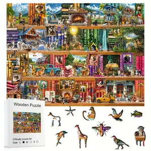 501 Colorful Dog Family Wooden Box Puzzle, Wooden Puzzles, Animal Alien Brain Teaser Game, School Supplies Learning Toys, Holiday Gifts, DIY Decorations