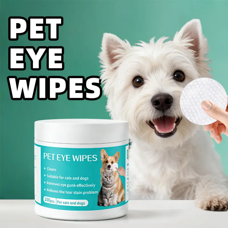 Pet Eye Wipes for Dogs & Cats, 100PCS Tear Stain Remover Wipes, Gentle Eye Cleaning Pads, Remove Eye Dirt & Crust, Safe for Puppies, Kittens & Small Pets