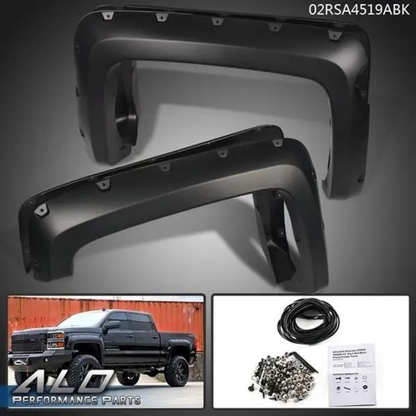Fit For 2014-2018 Chevy Silverado 1500 5.8ft Bed Pocket Rivet Fender Flares 4pcs Fit For 2014-2018 Chevy Silverado 1500 5.8ft Bed Pocket Rivet Fender Flares 4pcs