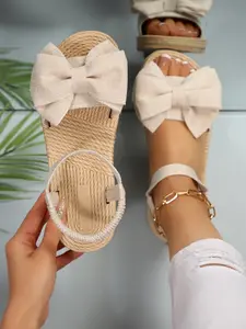 Women's Bowknot Sandals, Casual Summer Footwear, Large Size Comfortable Shoes, Fashionable Design, Perfect for Daily Wear