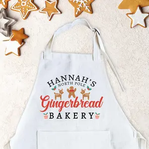 Kids Personalized Christmas Apron – Custom Name Holiday Apron Gift for Boys & Girls