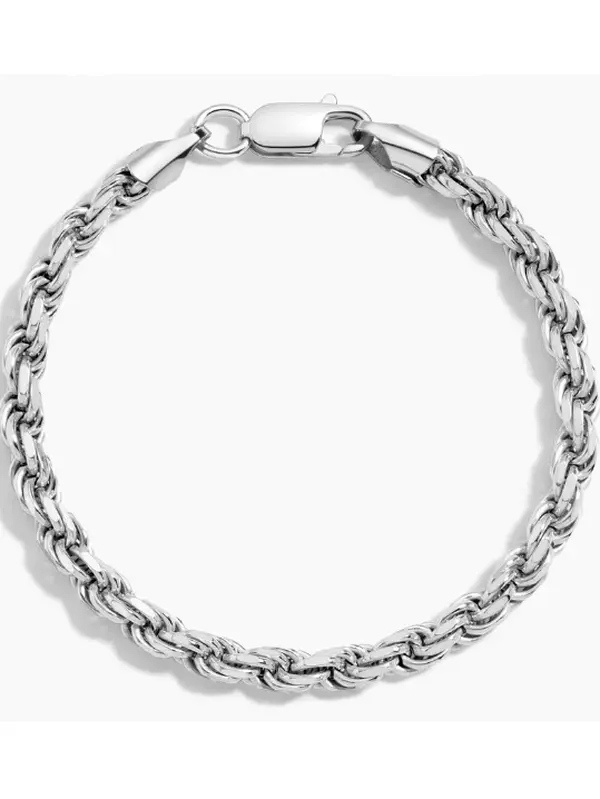 Unisex 2mm-3mm Stainless Steel Rope Bracelet, Modern Casual Twisted Chain, Polished Silver Finish, Tarnish-Resistant Daily Fashion Costume Jewelry, Twisted Rope, 3Mm Width, Yes, All Seasons