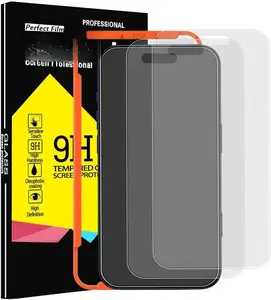 3 Pack Matte Screen Protector for  17 Pro Max [Phone Case Friendly] Tempered Glass Accessories Film, Shatterproof No Bubble, Easy Installation with Mounting Frame for