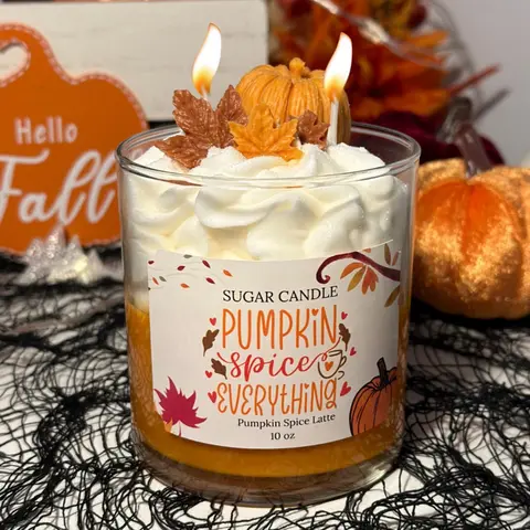 Pumpkin Spice Latte Candle – Fall Soy Candle Gift | Cinnamon Nutmeg Pumpkin Aroma | Cozy Autumn Home Decor | Handmade Dessert Candle | Housewarming Gift | Gift for Her | Seasonal Scented Candle | Sugar Candle | Vegan | Natural Wax