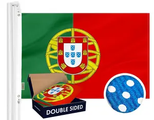 G128 Portugal (Portuguese) Flag | 3x5 feet | Double Sided Embroidered 210D Indoor/Outdoor, Brass Grommets, Heavy Duty Polyester