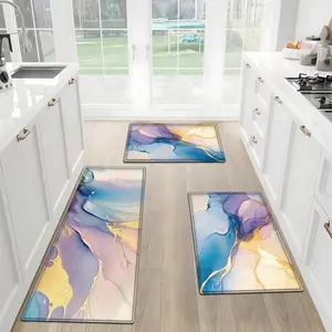 1/2/3PCS Gradient pink marble pattern Kitchen Floor Mat, Thickened Flannel Home Decoration Rugs, Soft And Comfortable, Suitable For Kitchen, Living Room, Bathroom, Dining Room, Kitchen, Entrance Door Mat, Laundry Room