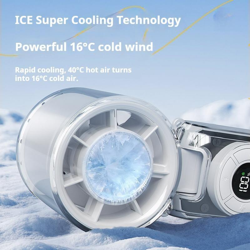 Summer Essential Gadget: 2026 handheld turbo fan, 3600mAh, 3H work, 199-level stepless speed, digital display, 5-in-1 neck/desk/handheld.