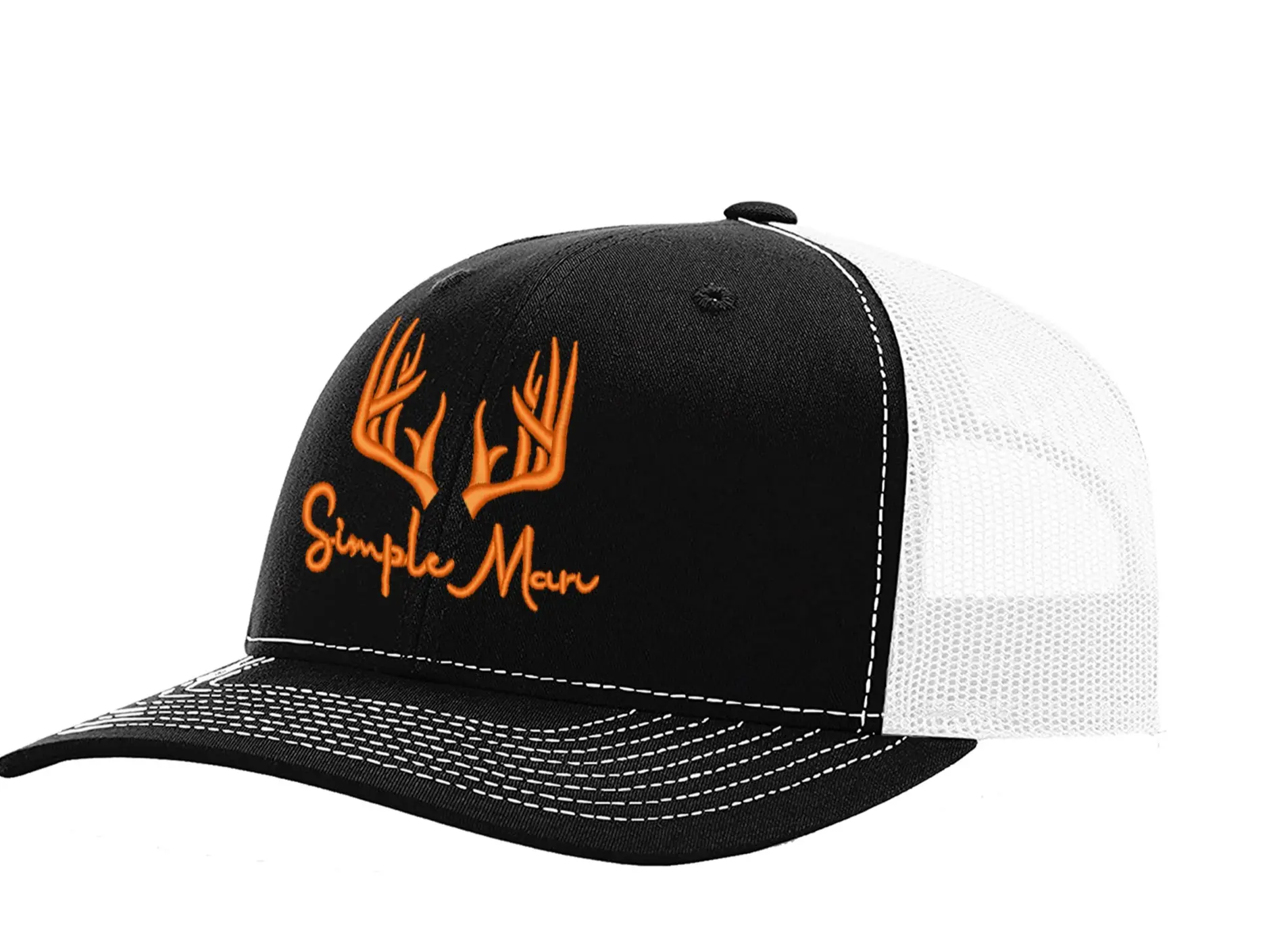 Men's Simple Deer Embroidery Snapback Trucker Hat, Adjustable Snap Closure, Mesh Back, Sports Outdoor Accessory, Classic for Adventures, Father's Day Gift Ideas, Snapback Hat, Trucker Style, Sports Outdoor Hats